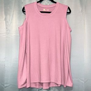 Xersion Studio Cold Shoulder Sweater Lightweight High-Low light pink/mauve